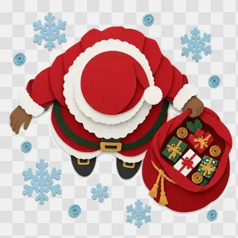 Santa Top Down Overhead View Paper Art Clipart