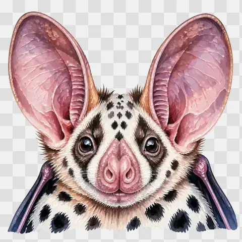 Spotted Bat Face Only Portrait Watercolor