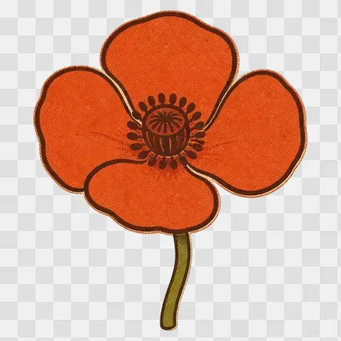 Stylized Poppy Retro Clip Art