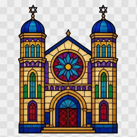 Synagogue Frontal Exterior Stained Glass Panel