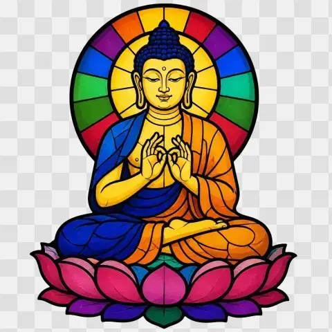 Teaching Gesture Buddha Dharmachakra Mudra Stained Glass Pan