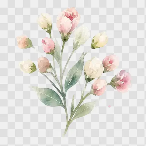 Tiny Bud Cluster Watercolor Clip Art