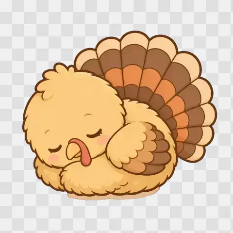 Turkey Poult Curled Asleep Clipart