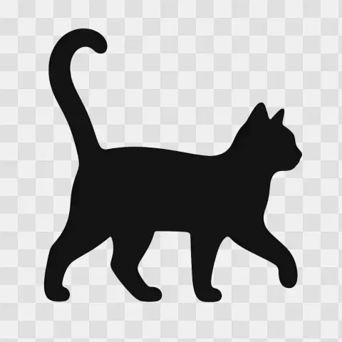 Walking Cat With Raised Tail Silhouette