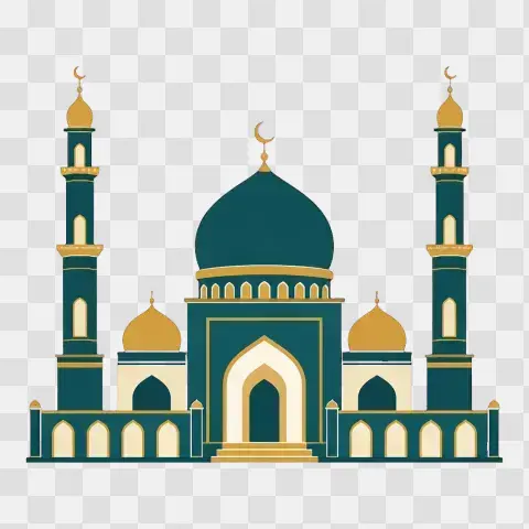 Wide Mosque Architectural View Twin Minarets