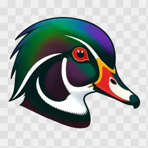 Wood Duck Drake Face Portrait
