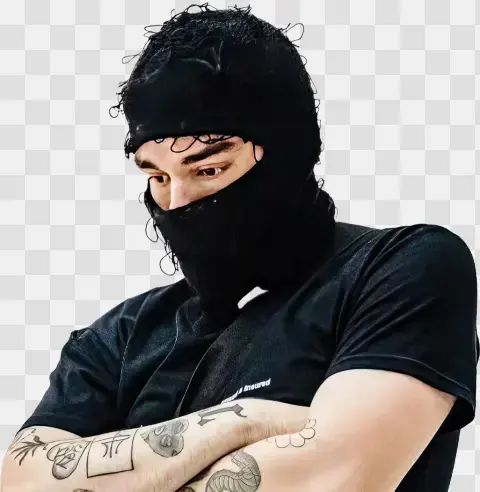 Young Man With Tattoos And Balaclava