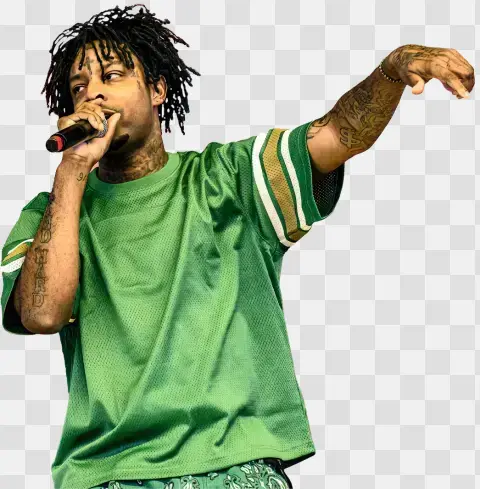 Rapper In Green Jersey Performing