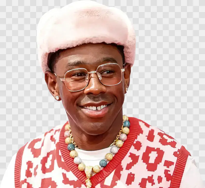 Tyler The Creator Smiling In Pink Hat