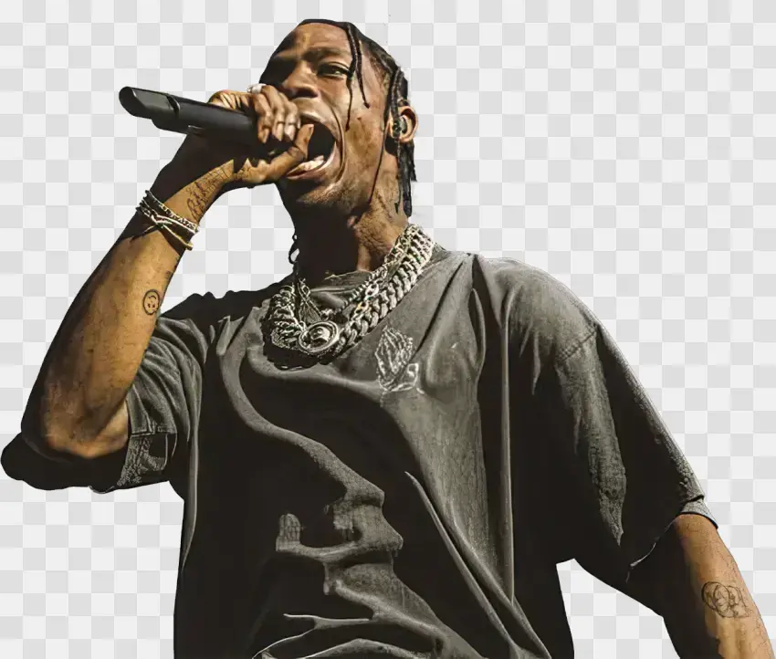 Travis Scott Singing Into Microphone