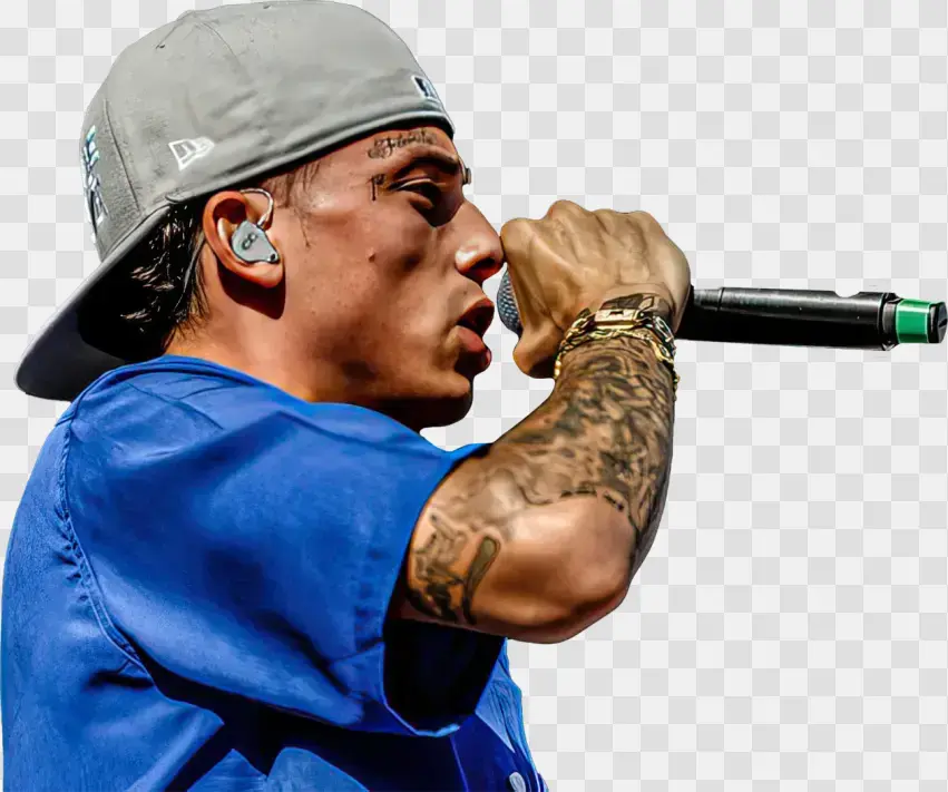 Male Artist Singing Into Microphone