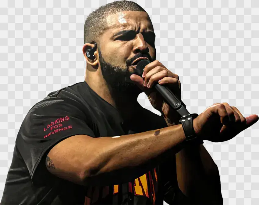 Drake Performing In Black Shirt