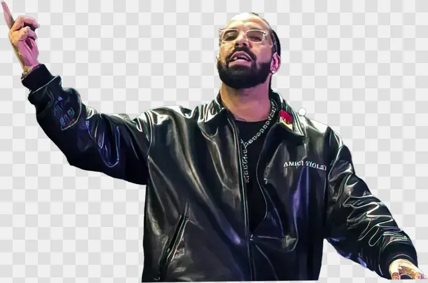 Drake Performing In Leather Jacket