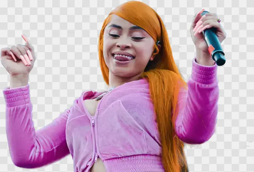 Female Singer Performing In Pink Tracksuit