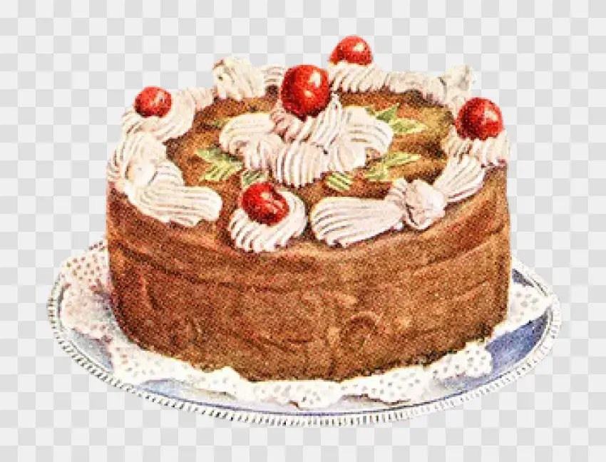 Chocolate Cake With Red Cherries