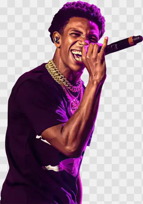 Enthusiastic Singer Performing Under Stage Lights