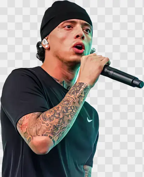 Young Male Rapper Singing Into Microphone