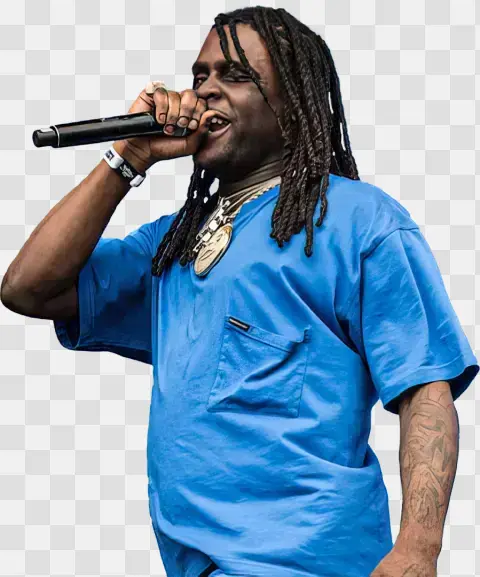 Male Rapper Singing In Blue Shirt